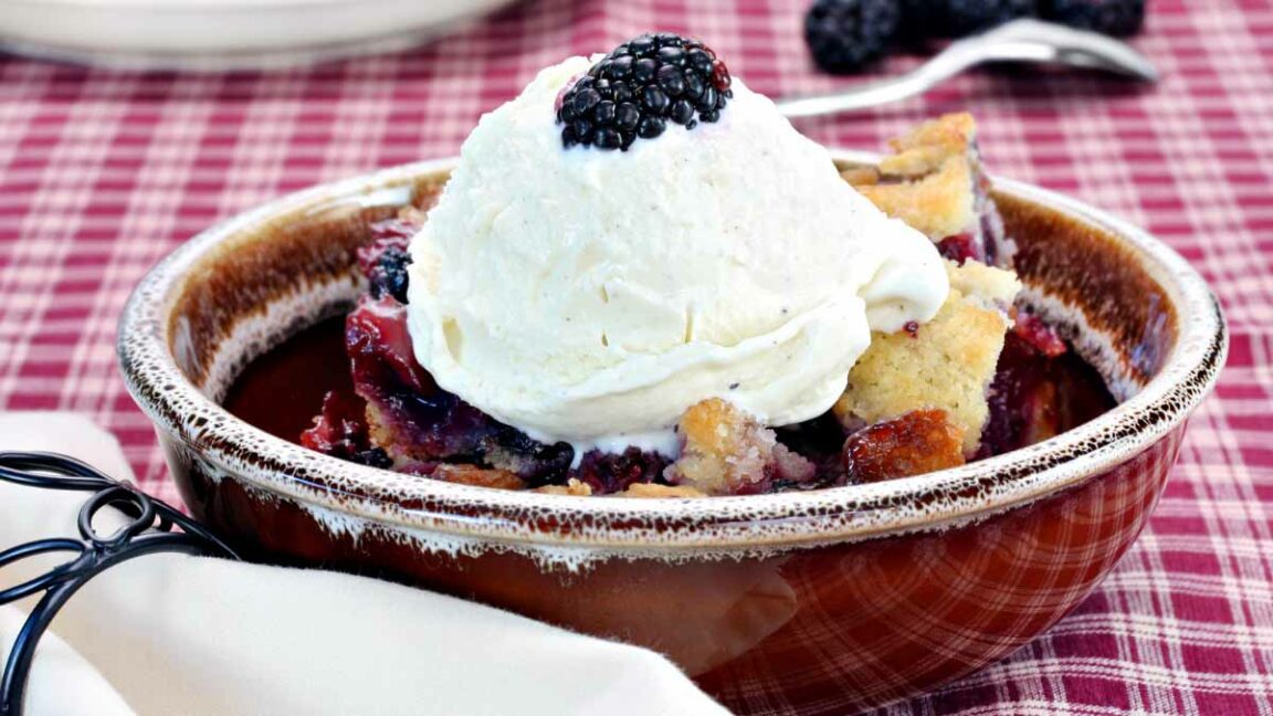 Try this scrumptious cobbler with your farm-fresh berries!