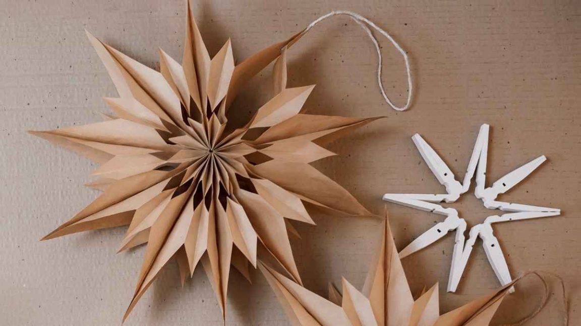 Transforming your home into a winter wonderland with these paper bag snowflakes!
